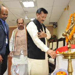 Prof Biharilal Sharma  Lighting the lamp